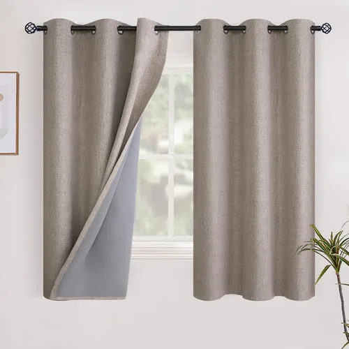 Vista 70 de YoungsTex - Cortinas opacas de lino para dormitorio, oscurecimiento de la habitación, cortinas con textura de lino, paneles con aislamiento térmico