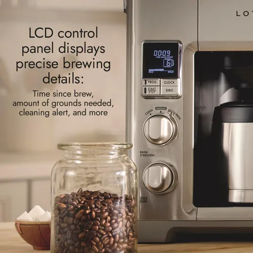 Vista 7 de Lotus Cafetera con escala molida, cafetera programable de 10 tazas, The Top Drip, 1500 vatios, acero inoxidable, serie profesional, LTSCM500