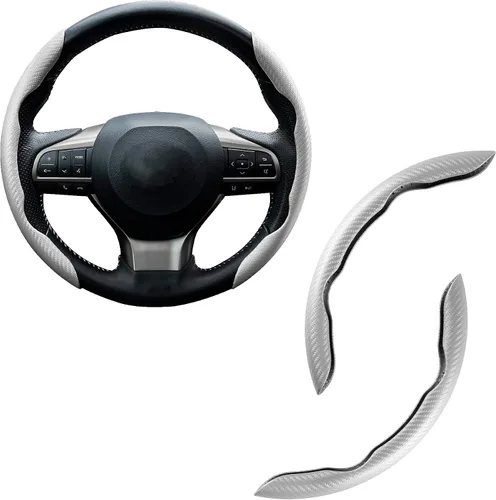 Vista 11 de Amiss 3 piezas de cubierta de volante de fibra de carbono antideslizante, diseño de mariposa impermeable y segmentado, protector de rueda