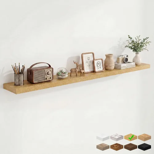 Vista 46 de Marsmiles 12in Depth Floating Shelves, 12x12x1.4, Rustic Brown, Set of 3 Marrón rústico