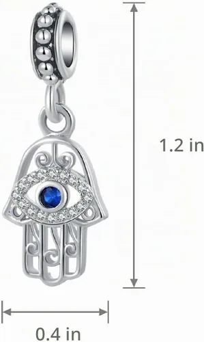 Vista 8 de NARTGO Amuleto de mano Hamsa de mal de ojo azul de buena suerte, compatible con pulseras Pandora