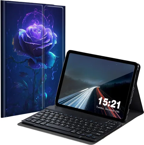 Vista 18 de Funda de teclado para Samsung Galaxy Tab S6 Lite 2022/2020, Galaxy Tab S6 Lite SM-P610/P613/P615/P619 con teclado Bluetooth inalámbrico desmontable