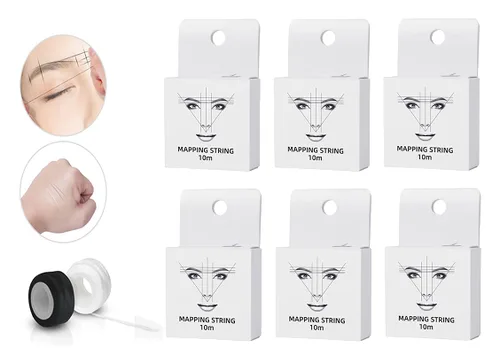 Vista 2 de XIAOYU Cuerda de mapeo de cejas de 32.8 ft preentintada para microblading, paquete de 6, caja blanca, tinta blanca