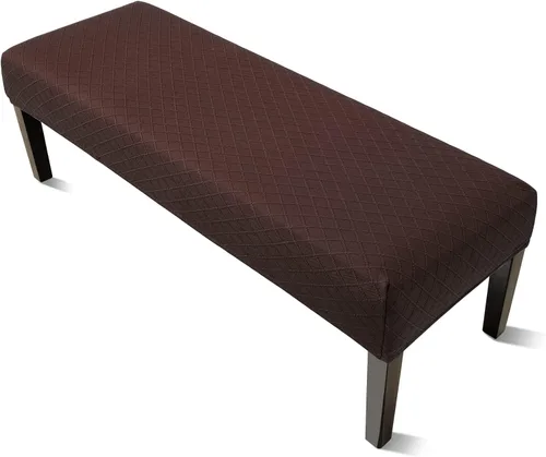 Vista 24 de YISUN Fundas de banco de jacquard para comedor, funda elástica lavable y extraíble para banco, protector de asiento rectangular para bancos de Beige