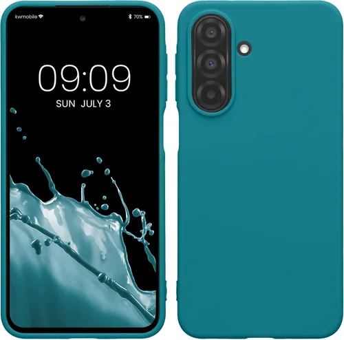 Vista 166 de kwmobile Funda compatible con Samsung Galaxy A12 - Funda protectora de silicona TPU suave y delgada - Azul Báltico
