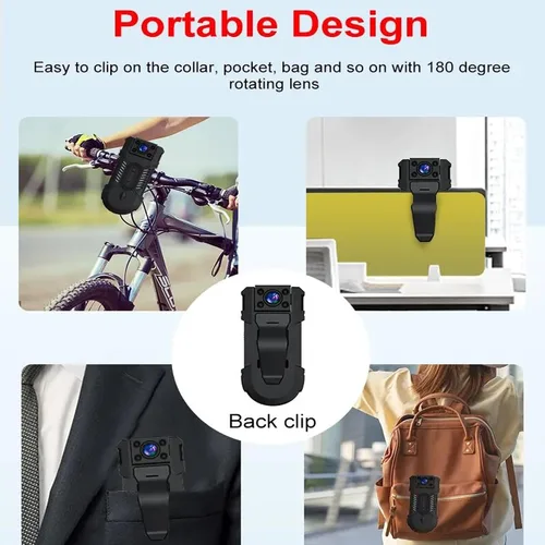 Vista 4 de Mini cámara corporal de 64 GB Spy Nanny Cam HD 1080P Video Body Cámara con visión nocturna 6H Auto sobrescritura 1200 mAh (sin Wi-Fi)