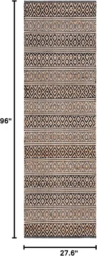 Vista 8 de SAFAVIEH Natural Fiber Collection NF379Z - Alfombra de pasillo de 2 pies 3 pulgadas x 8 pies, color negro y natural, tejido plano, diseño geométrico