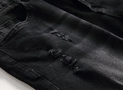 Vista 5 de Liuhond Skinny Slim Fashion - Jeans elásticos de motociclista de Hip Hop con agujeros rectos rasgados.
