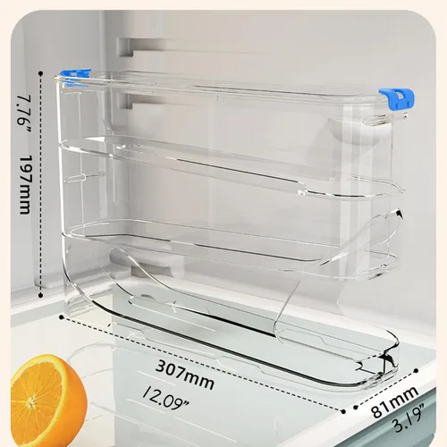 Vista 6 de Recipiente para huevos para refrigerador transparente apilable para almacenamiento y organización de cocina (marrón oscuro, 3 niveles)