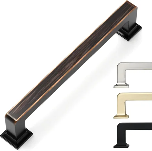Vista 9 de 9BUILD Paquete de 6 pomos de latón cepillado de 1.2 pulgadas para gabinetes, pomos dorados para cajones, perillas cuadradas para gabinetes