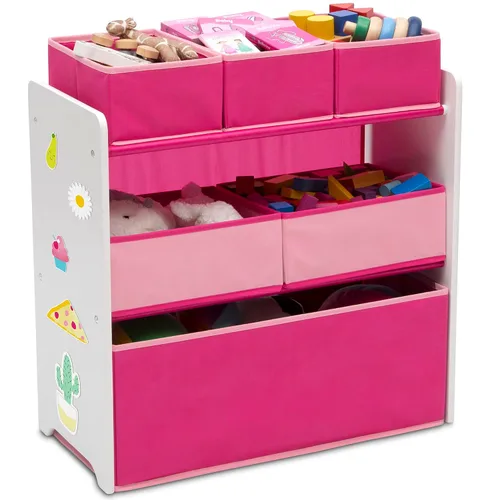 Vista 5 de Delta Children Design and Store Organizador de Juguetes de 6 Contenedores, Gris/Azul & Princess Crown Design and Store Organizador de Almacenamiento