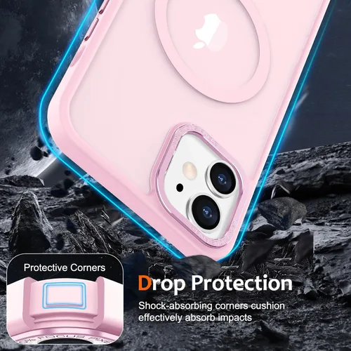 Vista 1289 de Anuck - Funda magnética para iPhone 11 compatible con MagSafe, carcasa trasera mate translúcida dura, borde de TPU, delgada, resistente a impactos