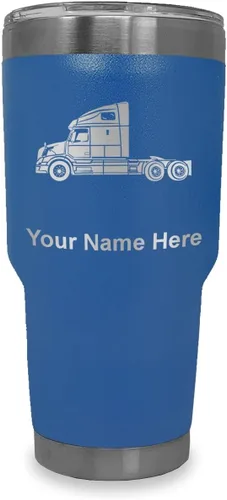 Vista 9 de LaserGram Taza aislada al vacío de 20 onzas, cabina de camión, grabado personalizado incluido (negro)