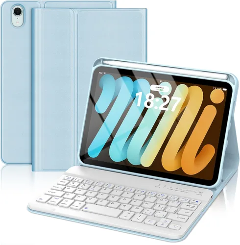 Vista 9 de Funda con teclado para iPad mini, teclado Bluetooth inalámbrico desmontable delgado con folio inteligente para Apple iPad mini 5 2019/iPad Mini 1 2