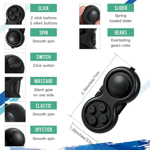 Vista 4 de Gejoy Juego de 3 juguetes para inquietos para adultos, controlador de mano, juego de almohadillas, seis rodillos, cadena, cadena giratoria, llave