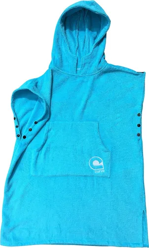 Vista 2 de Curve Bata de natación para niños, poncho de playa de surf en toalla con capucha 100% algodón con mangas ajustables (aguamarina, adolescente)