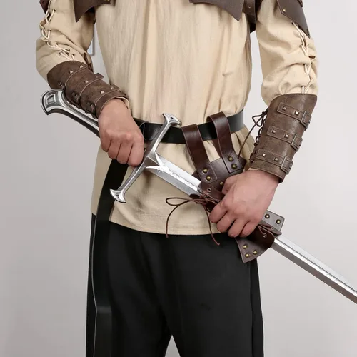 Vista 3 de HZMAN Espada de cuero de rana LARP cinturón de espada medieval, accesorio de disfraz de espada de caballero rapier (espada larga no incluida)