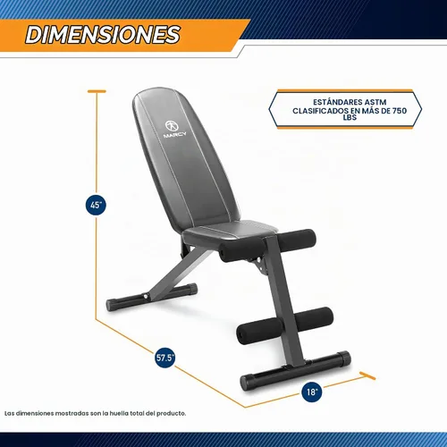 Vista 2 de Marcy Banco multiposición ajustable para gimnasio en casa, pesas y entrenamiento de fuerza Negro