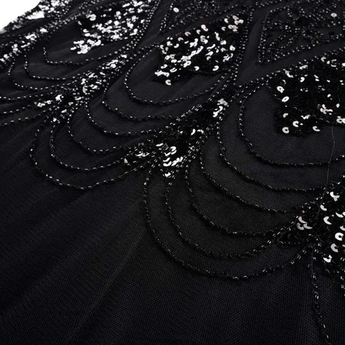 Vista 6 de Vestido vintage de los años 20 con lentejuelas para mujer, vestido de cóctel de noche con accesorios de los años 20