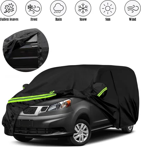 Vista 6 de Funda impermeable para automóvil compatible con Nissan NV200 2015-2021, poliéster con forro interior de algodón para todo tipo de clima, con puerta