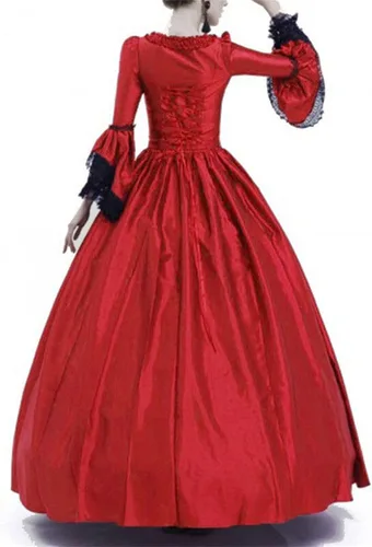 Vista 5 de Vestido de baile rococó para mujer, disfraz renacentista, vestido largo gótico victoriano, vestido gótico del siglo XVIII, vestidos temáticos