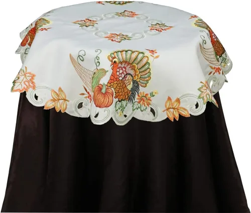 Vista 7 de Creative Linens Juego de 4 manteles individuales de cosecha de otoño de 11 x 17 pulgadas, manteles individuales bordados de pavo y calabaza y hoja