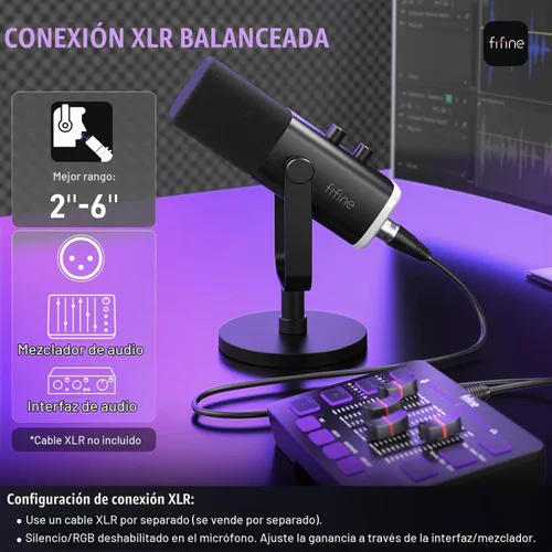 Vista 7 de FIFINE Paquete de auriculares para juegos y micrófono dinámico XLR, juego de auriculares USB con sonido envolvente 7.1 para PS5/PS4, micrófono