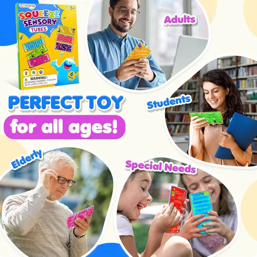 Vista 6 de Juguetes sensoriales blanditos para autismo de LESONG para niños: juguetes sensoriales para necesidades especiales, paquete de 6 laberintos - Goma