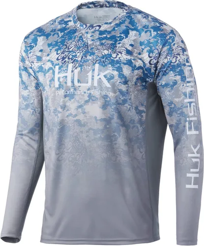 Vista 58 de HUK Camisa de manga larga Icon X para hombre, camisa de pesca de alto rendimiento Azul celeste