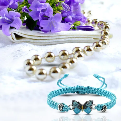 Vista 6 de Pulsera de mariposa para mujeres, adolescentes y niñas, delicada y bonita, pulsera trenzada de mariposa, ajustable, regalo para mejores amigas