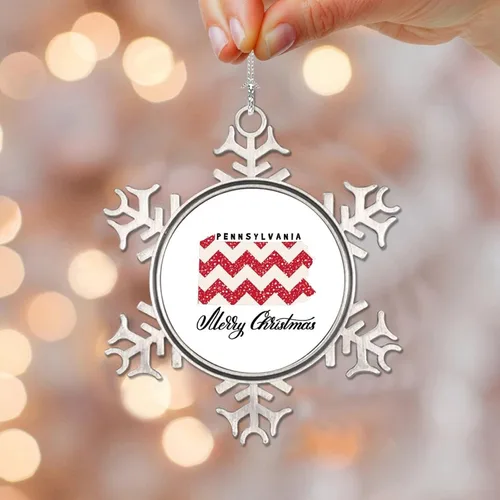 Vista 7 de Adorno de Navidad de Wisconsin, adornos de metal de copo de nieve de Wisconsin para árbol de Navidad, adorno colgante de regalo de recuerdo de 50