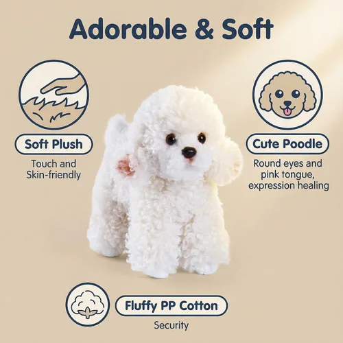Vista 2 de CU-MATE Juguetes de peluche para perros de 12 pulgadas, simulación, realista y realista, suave, juguetes de peluche hechos a mano, regalo para niños