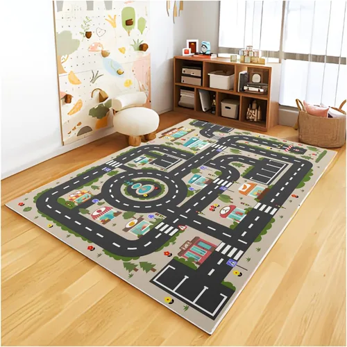 Vista 11 de Alfombra ABC Analógica para Niños Sala de Juegos Alfombra de Juego de Autos Alfombra de Carretera de Vida Urbana para Autos Divertido Mapa de Ciudad