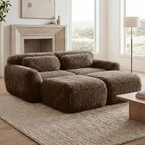 Vista 109 de Sofás seccional modular de 80" sin huesos modernos para sala de estar, juego de sofás comprimidos de 2 plazas con asiento profundo, sin necesidad