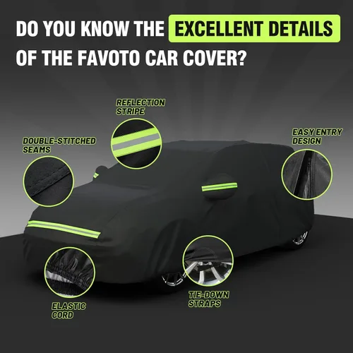 Vista 8 de Favoto Funda Impermeable para Automóvil para Todo Clima para Automóviles, 6 Capas de Servicio Pesado para Exteriores Protección contra Lluvia Polvo