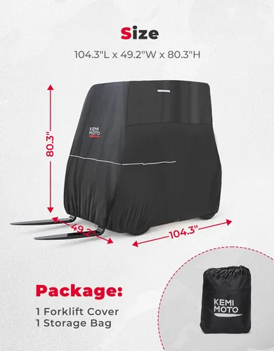 Vista 4 de KEMIMOTO Cubierta para carretilla elevadora, cremallera lateral fácil de conseguir artículos escotilla resistente 420D Oxford compatible