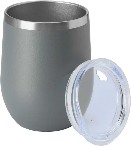 Vista 10 de HASLE OUTFITTERS Vaso de vino de 12 onzas con tapa, copas de vino sin tallo, tazas de viaje al vacío de doble pared, taza de café de acero Acero