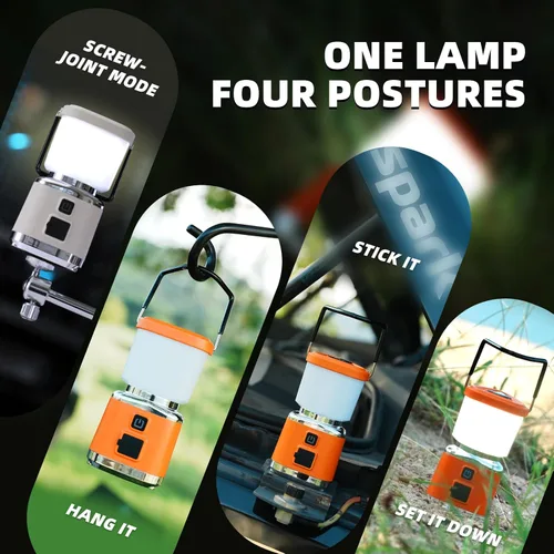 Vista 7 de Allspark Linterna LED recargable para campamento, 1000 lúmenes, 4 modos de luz, luces magnéticas para camping, linterna portátil brillante, luces