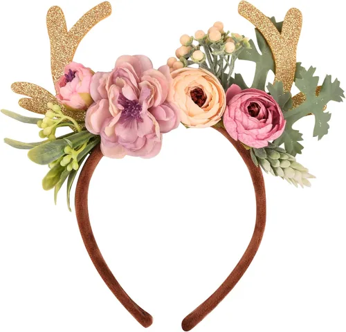 Vista 5 de Biayxms Disfraz de animal de Halloween para niñas, vestido de cosplay de renos con diadema, ropa de Navidad