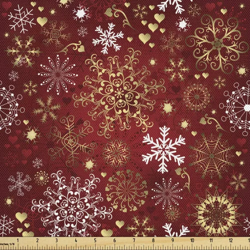 Vista 21 de Ambesonne Tela Navideña por Yarda, Tema Navideño Colorido Vivo Piñas de Pino Ramas Hombre de Jengibre Imagen de Bayas Estampada, Tela de Punto