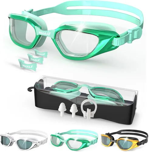 Vista 8 de Whale Gafas de natación para adultos, antiempañamiento, cómodas, polarizantes, para adultos, unisex