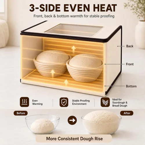 Vista 10 de BLUBYEES Caja de fermentación plegable mejorada con calefacción de 3 lados, sensor NTC incorporado y control preciso de temperatura de 68-104°F