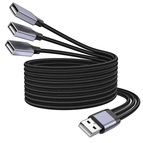 Vista 8 de Divisor USB Y 1 en 3 salidas, USB macho a 3 hembras Cable para PC, tableta, portátil, MacBook, teclado, PS4, PS5, mouse, FlashDrive, LED, etc.