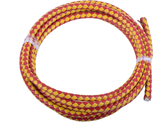 Vista 44 de 2 yardas 8.0mm Cordón redondo de cuero trenzado auténtico marrón antiguo para corbata de bolo