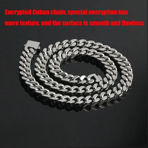 Vista 9 de Collar para hombre, cadena cubana, cadenas de acero inoxidable para hombres y mujeres, joyería gruesa Miami Hip Hop Big Gargantilla de 911130.591in