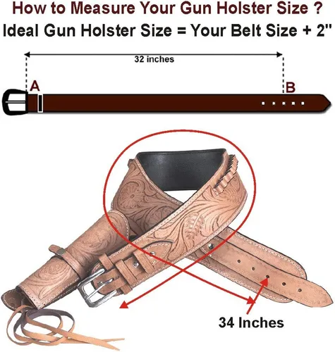 Vista 4 de Hilason Western Right Hand Gun Holster Rig 22 Cal Leather Cowboy