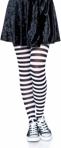Vista 10 de Leg Avenue - Mallas de nailon a rayas para mujer Negro/Azul