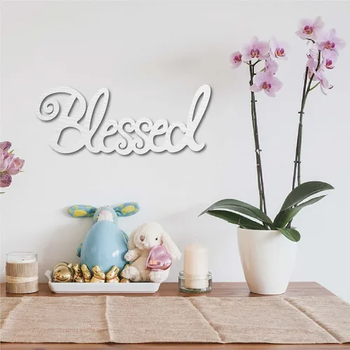Vista 6 de CREATCABIN Letrero de madera con texto en inglés «Blessed» para decoración de pared, letras recortadas con láser, sin terminar, rústico, decorativo