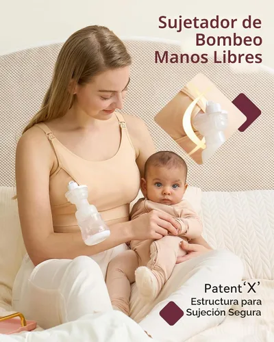 Vista 3 de Momcozy – Sujetador de bombeo con manos libres, sujetador ajustable para sostener bombas y lactancia, sujetador de bombeo y lactancia en uno Beige