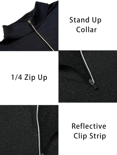 Vista 5 de MARAMI Sudadera de manga larga con forro polar UPF50+ para hombre, con cremallera de un cuarto, sudadera de golf